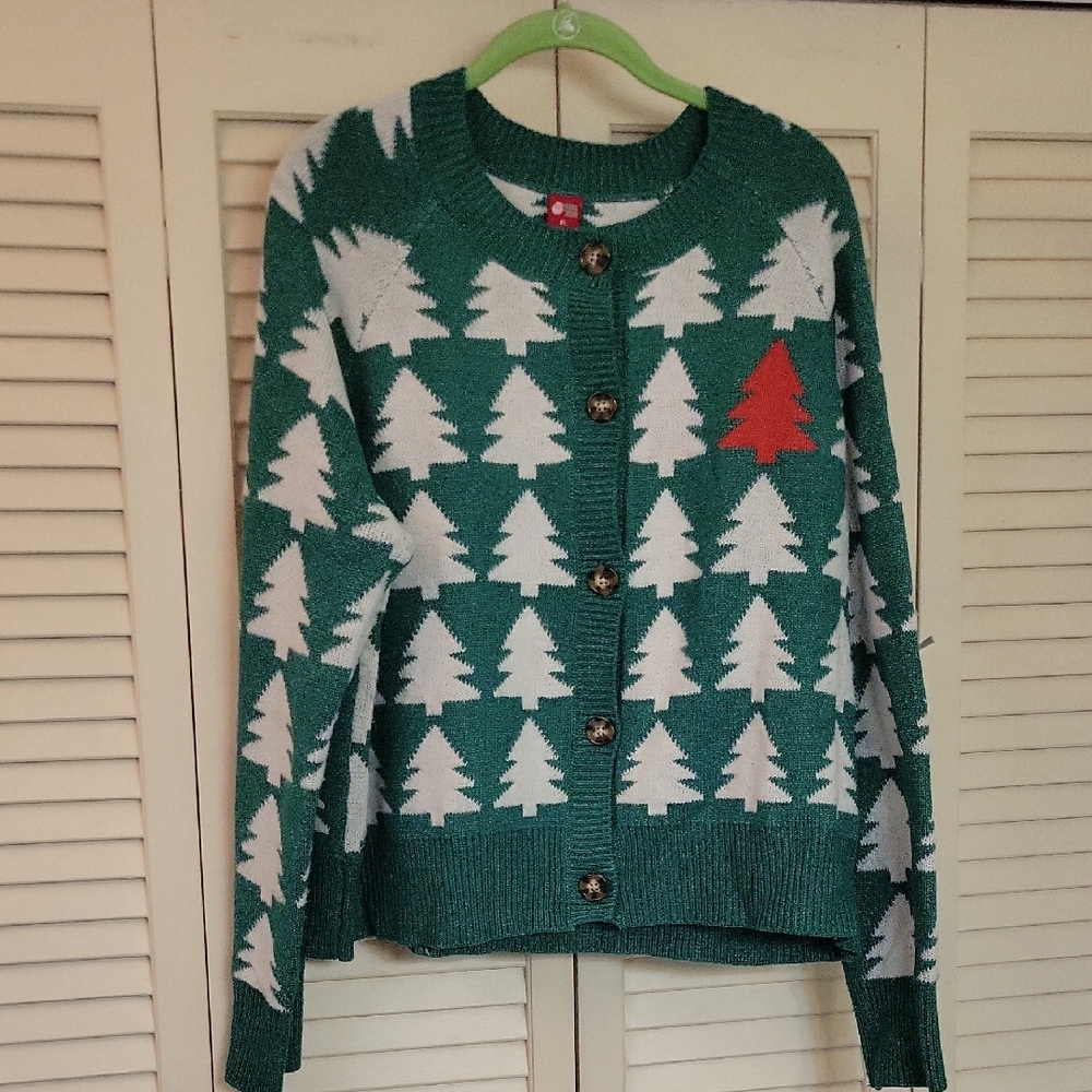 Festive Green and White Tree Sweater